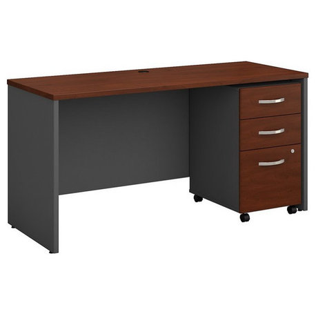 Series C 60W x 24D Office Desk with Drawers in Hansen Cherry - Engineered Wood