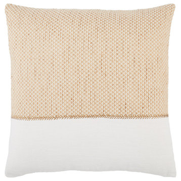 Jaipur Living Sila Geometric Throw Pillow, Gold/White, Polyester Fill