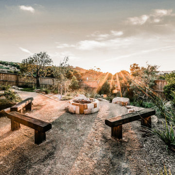 Sandstone Fire Pit + Recycled Timber Benches