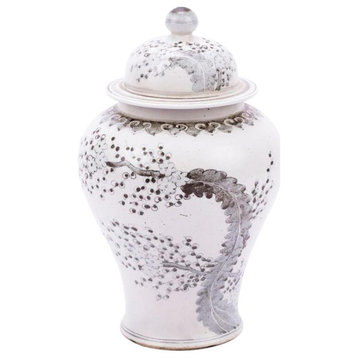 Temple Jar Vase HONG WU Plum Blossom Black Colors May Vary White