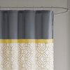510 Design Donnell Embroidered Modern Lattice Shower Curtain, Yellow/Grey