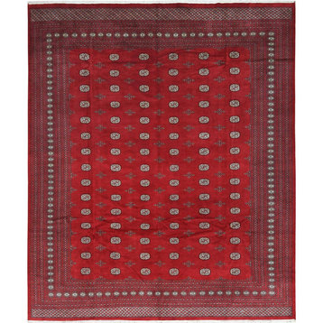 Deep and Rich Red Hand Knotted Mori Bokara Soft Wool Oversized Rug, 12'0"x15'0"