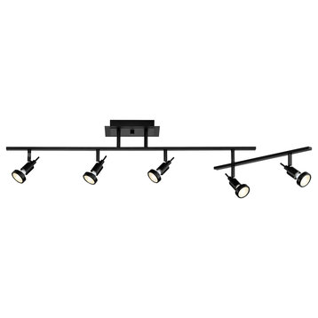Viper, 5-Light LED Semi-Flush With Articulating Arm, Black, Replaceable LED