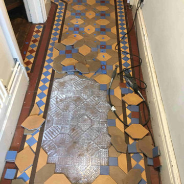 Loose Victorian Tiled Hallway Repaired and Renovated in Bayston Hill Shrewsbury