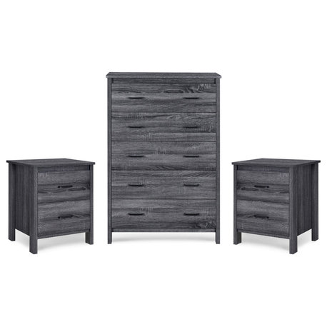 Titeca Contemporary 3 Piece Dresser and Nightstand Set, Sonoma Gray Oak