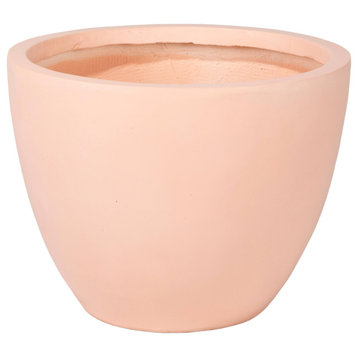 Dahlia Round Planter Pot, Fiberstone and MgO Clay, Terracotta, 13.6" H