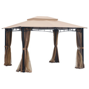 vidaXL Party Tent 11' 5" Patio Steel Gazebo Canopy w/ Curtains Outdoor Shelter 