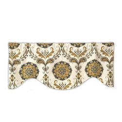 Priority Home and Design - Gold and Dark Brown Medallion Boheme Valance - Valances