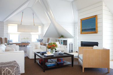Living room - coastal living room idea in Boston
