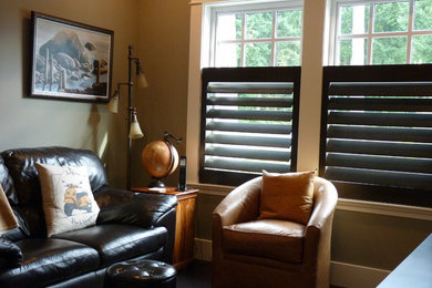 Example of a transitional living room design in Vancouver