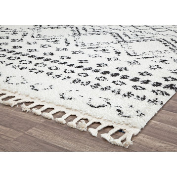 CosmoLiving Moon Whisper White Tribal Moroccan Area Rug, 8'x10'
