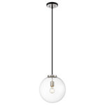 Z-LITE - Z-LITE 477P14-MB-BN 1 Light Pendant, Matte Black + Brushed Nickel - Z-LITE 477P14-MB-BN 1 Light Pendant,Matte Black + Brushed Nickel The Parsons collection of mid-century modern inspired fixtures, blended with contemporary design are finished in black with brushed nickel accents and clear glass, or black with brass accents and matte opal glass. With a multitude of shapes and sizes, and two finish options, the Parsons collection is on trend with today�s designs.Style: Modern, Transitional, Mid-century, RetroFrame Finish: Matte Black + Brushed NickelCollection: ParsonsShade Finish/Color: ClearFrame Material: SteelShade Material: GlassActual Weight(lbs): 6Dimension(in): 13.75(W) x 98.75(H)Chain/Rod Length(in): Rods: 6x12"+ 1x6" + 1x3"Cord/Wire Length(in): 110"Bulb: (1)60W Medium Base(Not Included),DimmableUL Classification: CUL/cETLuUL Application: Dry
