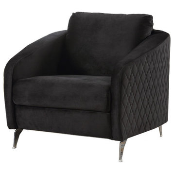 Sofia Velvet Modern Chic Accent Armchair, Black