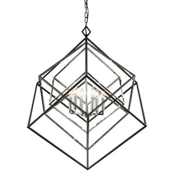 Z-Lite 457-6 Euclid 6 Light 36"W Nested Cube Chandelier - Chrome / Matte Black