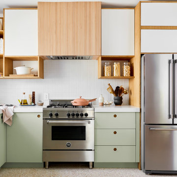 60s/Scandi Minimalist Pistachio Kitchen