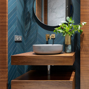 Gästetoilette & Gäste-WC mit Waschtisch aus Holz: Ideen für Gästebad