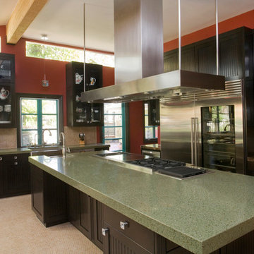 Contemporary Kitchen with Beaded Frameless Cabinets