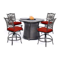 Traditions 5-Piece High-Dining Set, Red With 4 Swivel Chairs