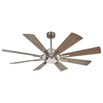 60 in Modern LED Ceiling Fan with Remote in Satin Nickel