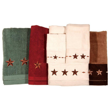 Embroidered Star Towel Set, Red, 3 Piece