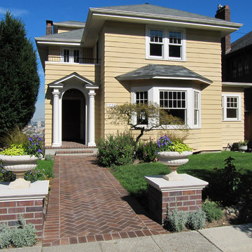 Entry with new covered porch and balcony