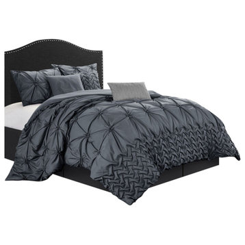 Piercen 7-Piece Bedding Comforter Set, Gray, Queen