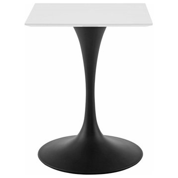 Modway Lippa 24" Square Wood and Metal Top Dining Table in Black/White