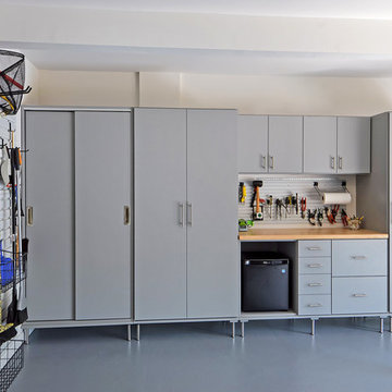 Fully Functional Garage With Tall Deep Cabinets