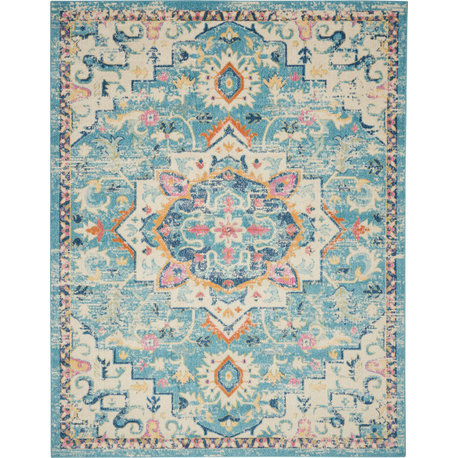 Nourison Passion 9' x 12' Ivory/Light Blue Bohemian Indoor Area Rug