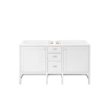 Addison 60" Double Vanity Cabinet, Glossy White, No Top