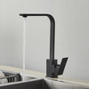 Single Lever 360 Rotate Deck Mount Kitchen Faucet, Matte Black