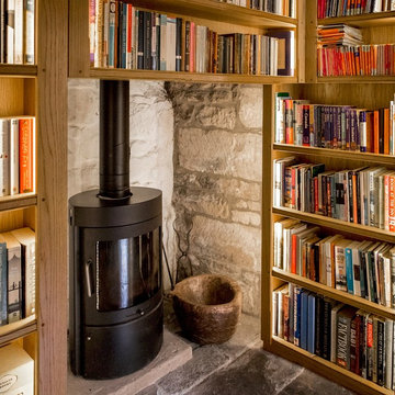 Cosy Library with Woodburner