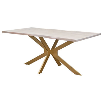 Milano 69" Live Edge Solid Wood Dining Table With Pedestal base