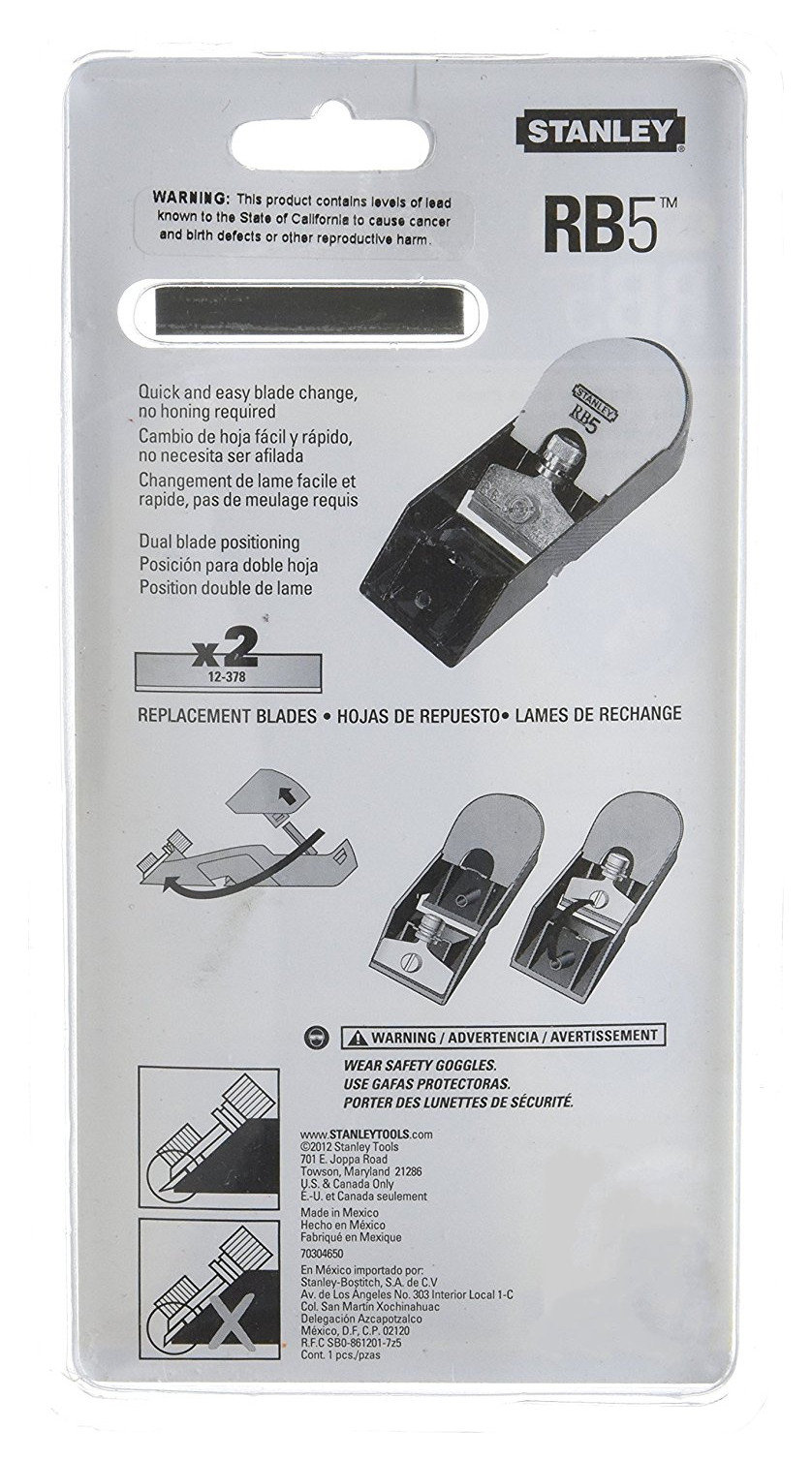 Stanley 12-105 RB5 Plane – Compact Bullnose & Regular Plane With Dual-Blade Positioning, 2 Disposable Blades Included