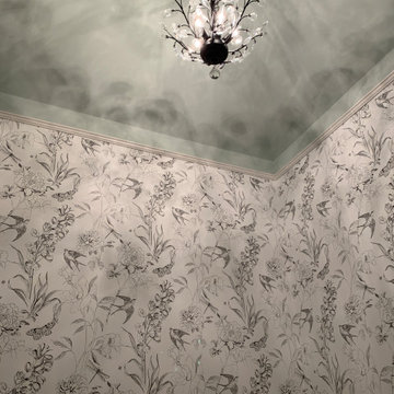 Painted vault ceiling in Powder Bath