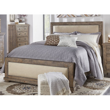 Willow Upholstered Bed - Weathered Gray Upholstered, Queen