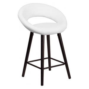 Trenton Series 24 High Contemporary Cappuccino Wood Counter Height Stool with White Vinyl Seat 2-CH-152600-WH-VY-GG Flash Furniture 2 Pk