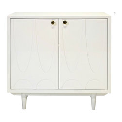 Worlds Away Irving White Lacquer Cabinet - Kitchen Cabinetry