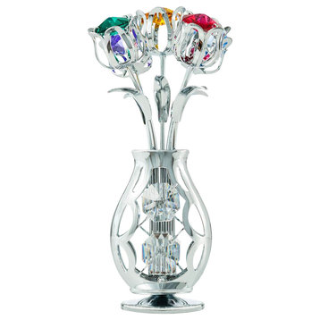 Chrome Plated Flowers Bouquet and Vase