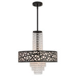 Livex Lighting - Livex Lighting 40665-07 Allendale - Four Light Chandelier - This spectacular bronze four light pendant will taAllendale Four Light Bronze Oatmeal Fabri *UL Approved: YES Energy Star Qualified: n/a ADA Certified: n/a  *Number of Lights: Lamp: 4-*Wattage:60w Medium Base bulb(s) *Bulb Included:No *Bulb Type:Medium Base *Finish Type:Bronze