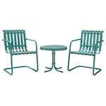 Crosley - Gracie 3-Piece Metal Outdoor Conversation Seating Set, Caribbean Blue - Prepare to be swept back in time in the new Gracie conversation set from Crosley. This three piece set features two of our retro-inspired Gracie chairs, designed to gently bounce away the frustrations of your day. Made of durable steel, the chair is expertly powder coated to withstand whatever the elements can throw at it. A matching metal table completes the set.