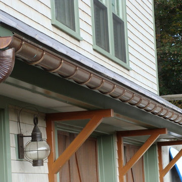 Lead coated copper roof panels and copper gutter installation
