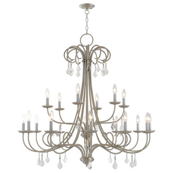 Traditional French Country Eighteen Light Chandelier-Brushed Nickel Finish