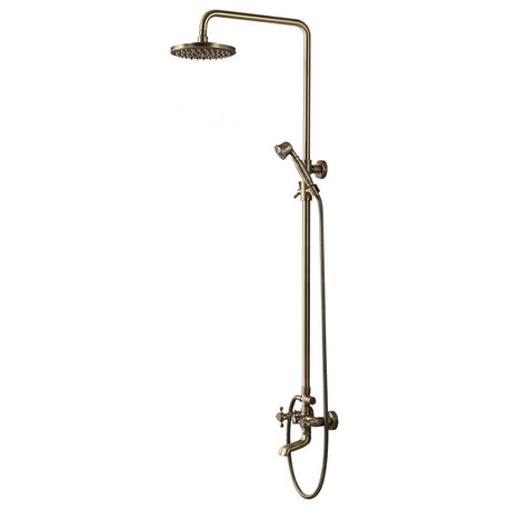 Traditional Rainfall Exposed Shower Fixture with Tub Spout in Antique Brass