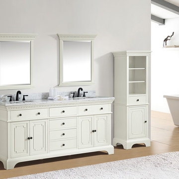 Hastings 73 in. Double Sink Vanity in French White finish with Carrera White Mar
