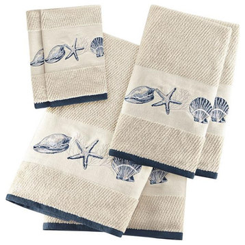 100% Cotton Jacquard 6 Piece Towel Set With Embroidery, MP73-4967