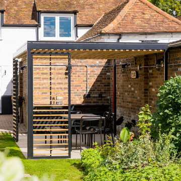 Tailor made Steel Pergola with Polycarbonate Roof & Entry Gate