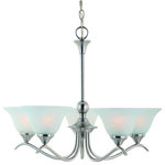 Door Corner - Dover Series Satin Nickel Interior Lighting Collection, 5-Light Chandelier - Finish: Satin Nickel
