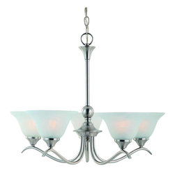Door Corner - Dover Series Satin Nickel Interior Lighting Collection, 5-Light Chandelier - Chandeliers