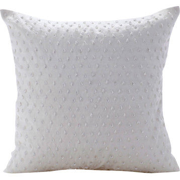 White Best Modern Throw Pillows 20"x20" Abstract Art Silk, Snow Queen